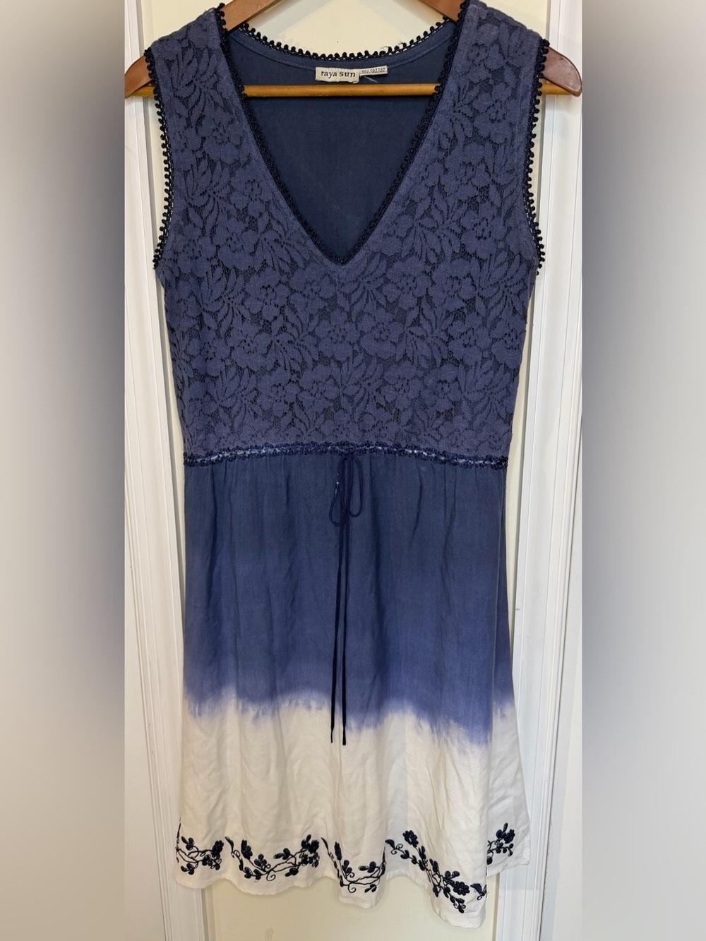 raya sun Navy Lace Bodice Ombre Dress